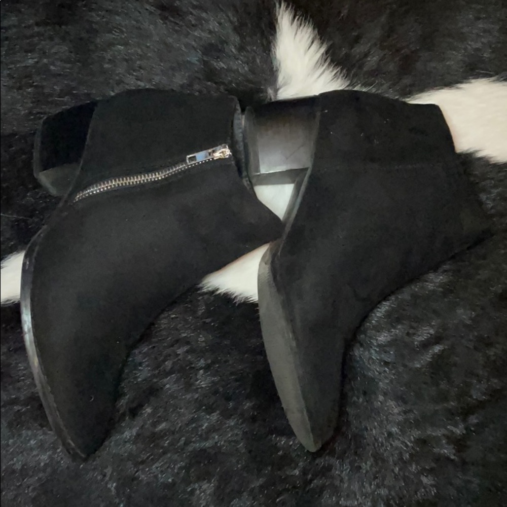 Size 8 black booties (faux suede)